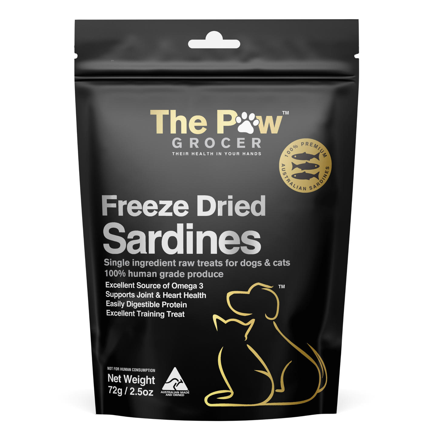 The Paw Grocer Black Label Freeze Dried Sardines 72g